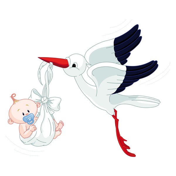 Stickers pour enfants: Cigogne et Bébé