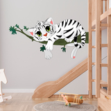 Stickers pour enfants: Bébé tigre blanc sur une branche 4