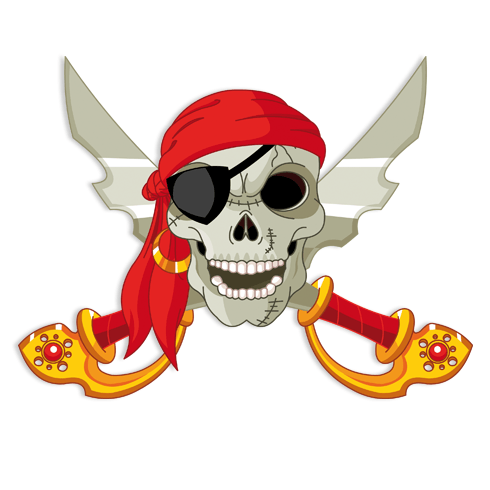 Stickers pour enfants: Crâne de pirate en couleur