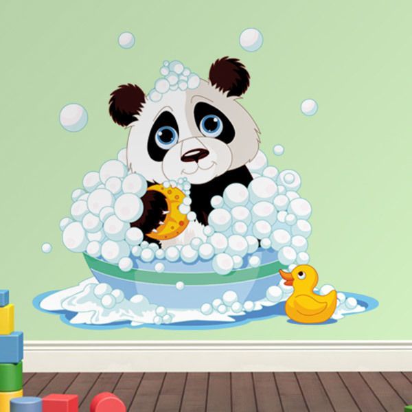 Stickers pour enfants: Panda dans la baignoire
