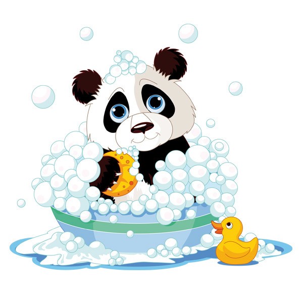 Stickers pour enfants: Panda dans la baignoire