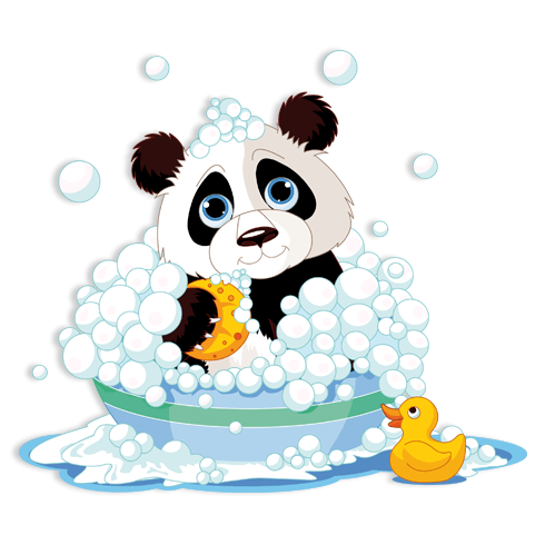 Stickers pour enfants: Panda dans la baignoire
