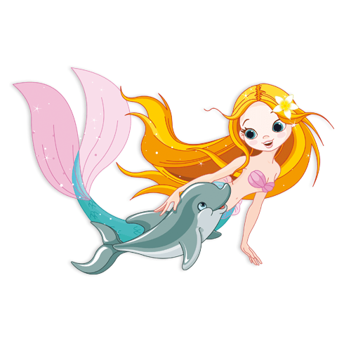 Stickers pour enfants: Mermaid et des dauphins nager