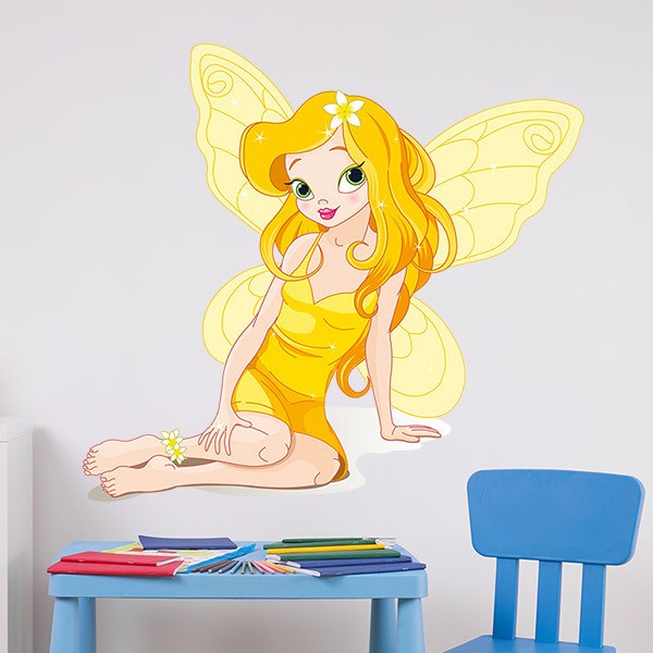 Stickers pour enfants: Fée Papillon Jaune