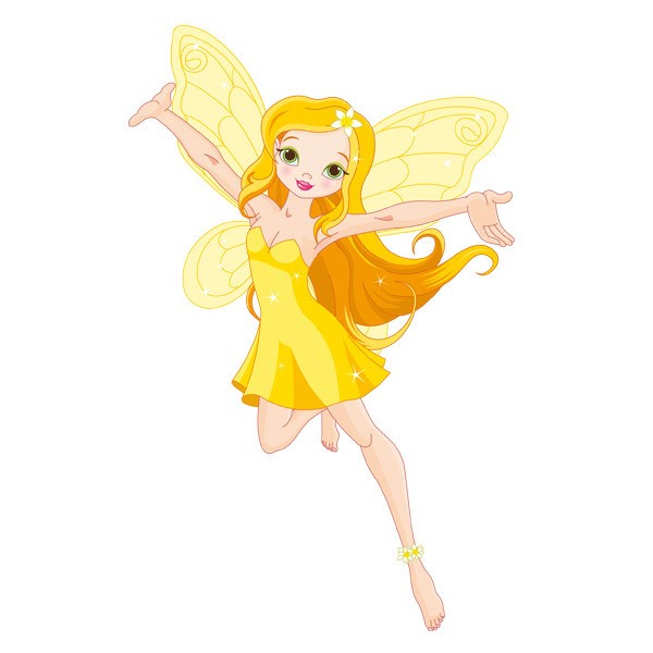 Stickers pour enfants: Jaune fée volante
