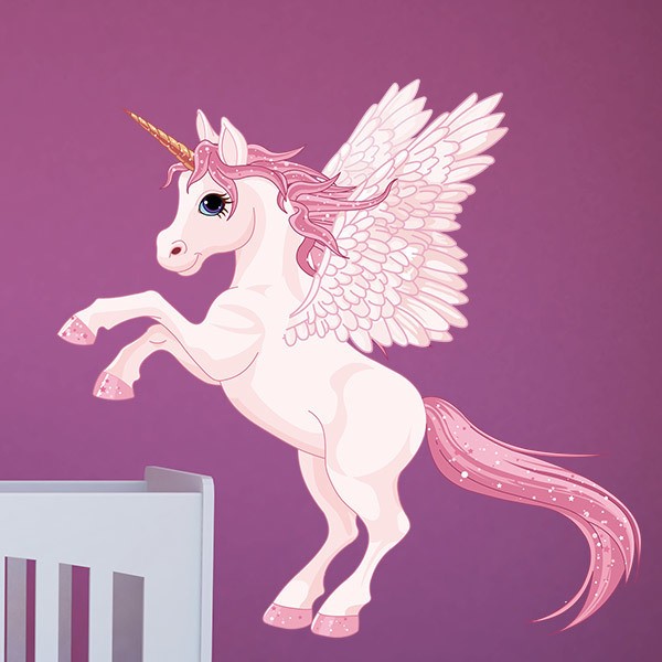 Stickers muraux: Unicorn avec des ailes roses