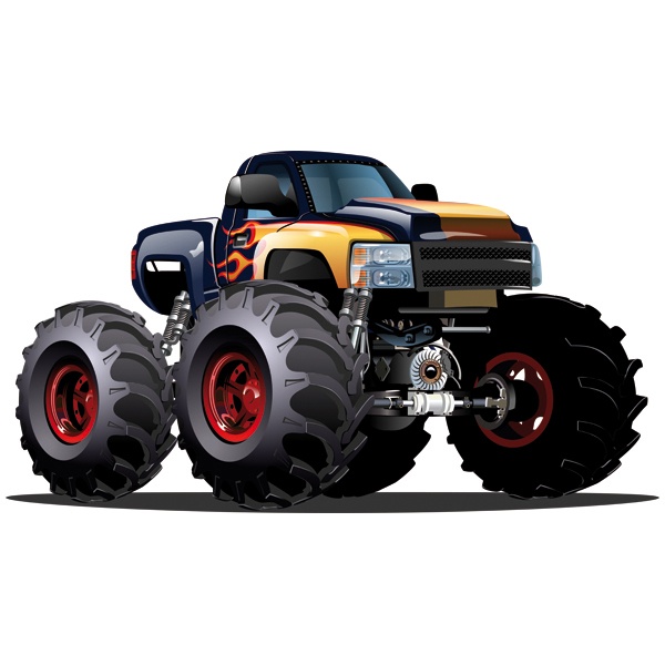 Stickers pour enfants: Monster Truck bleu foncé et orange