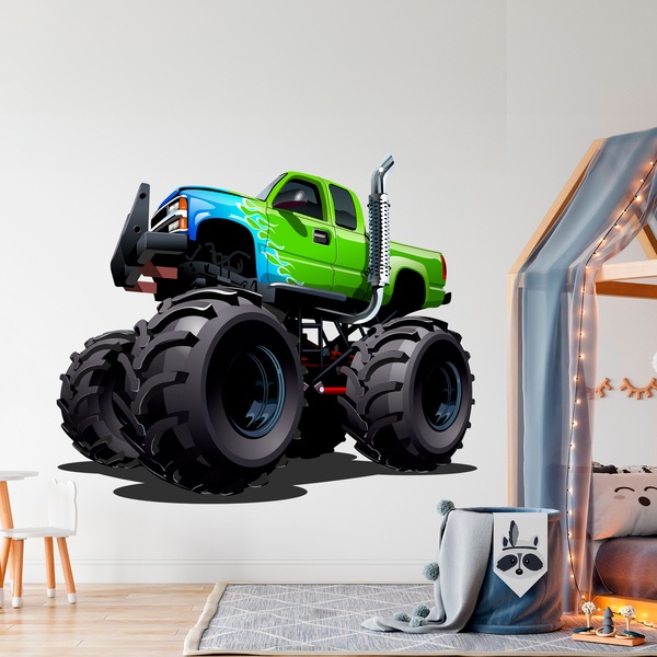 Stickers pour enfants: Monster Truck vert et bleu