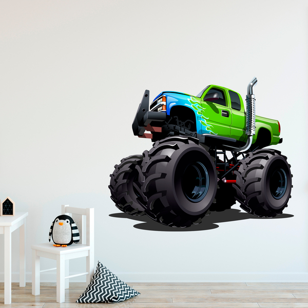 Stickers pour enfants: Monster Truck vert et bleu