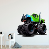 Stickers pour enfants: Monster Truck vert et bleu 4