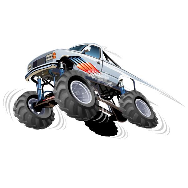 Stickers pour enfants: Monster Truck blanc avec saut