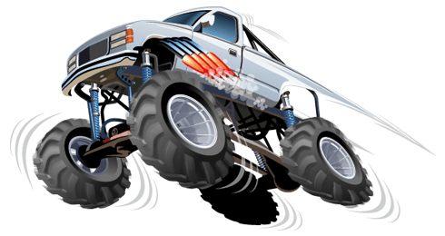 Stickers pour enfants: Monster Truck blanc avec saut