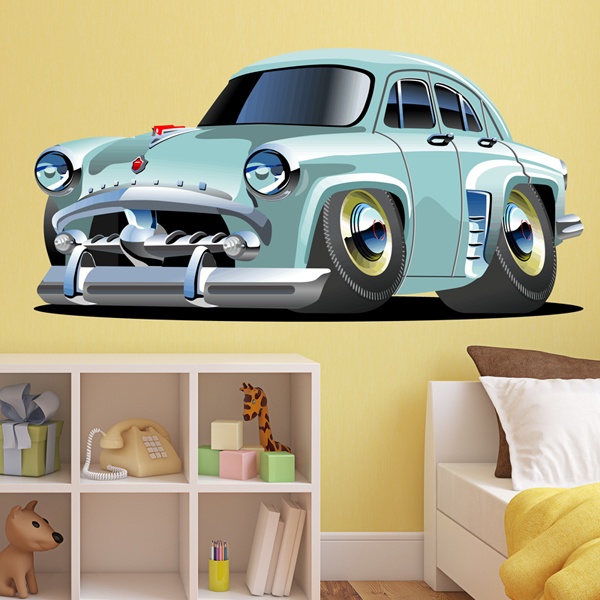 Stickers pour enfants: Voiture classique bleu clair