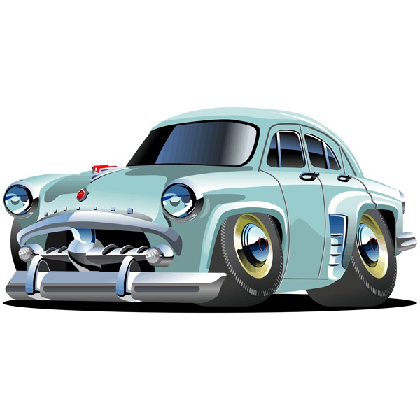 Stickers pour enfants: Voiture classique bleu clair