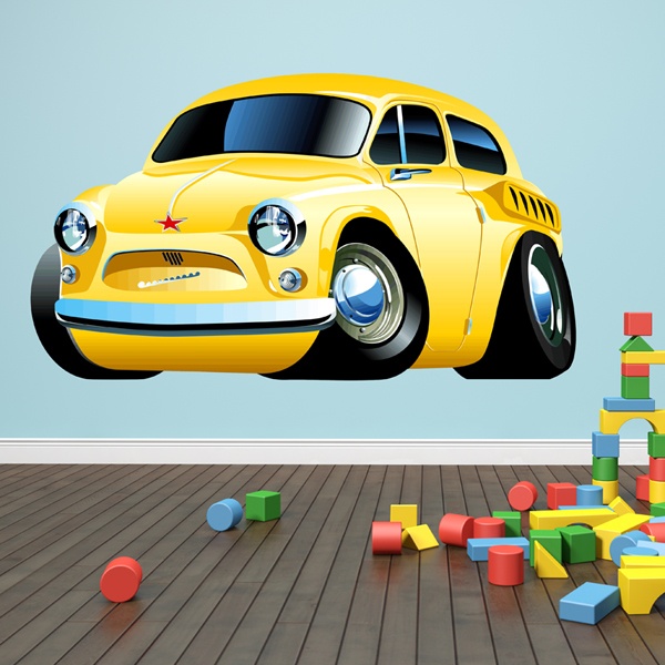 Stickers pour enfants: Voiture jaune classique