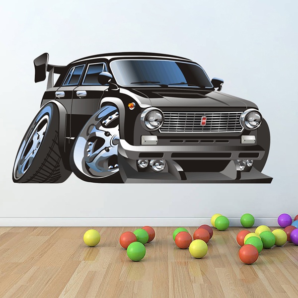 Sticker mural enfant Voiture classique noir
