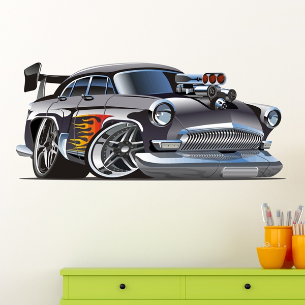 Sticker mural enfant Voiture classique noir