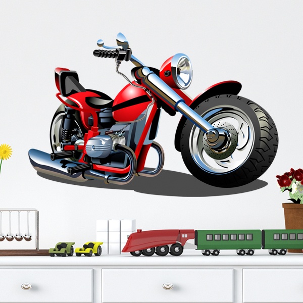 Stickers pour enfants: Moto Chopper Rouge et Noire