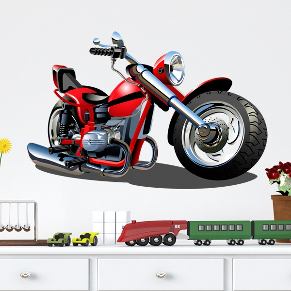 Stickers pour enfants: Moto Harley rouge et noir