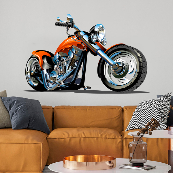 Stickers pour enfants: Moto Chopper Orange