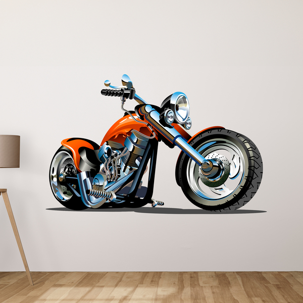 Stickers pour enfants: Moto Chopper Orange