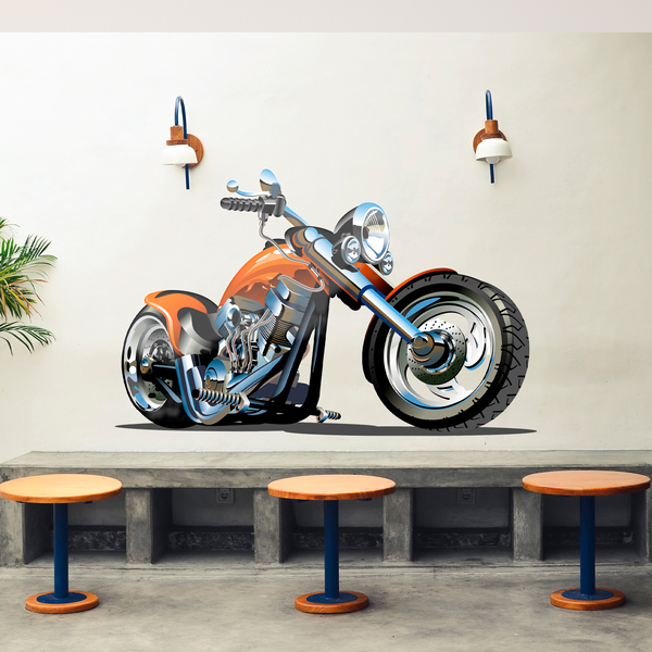 Stickers pour enfants: Moto Chopper Orange