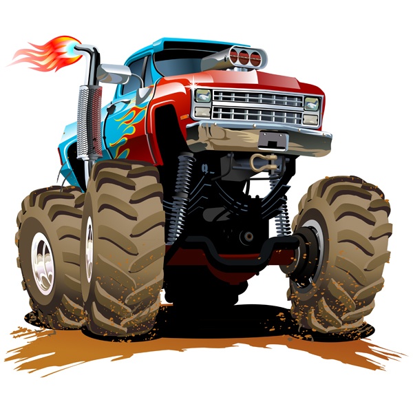 Stickers pour enfants: Monster Truck bleu et rouge