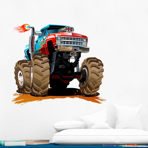 Stickers pour enfants: Monster Truck bleu et rouge