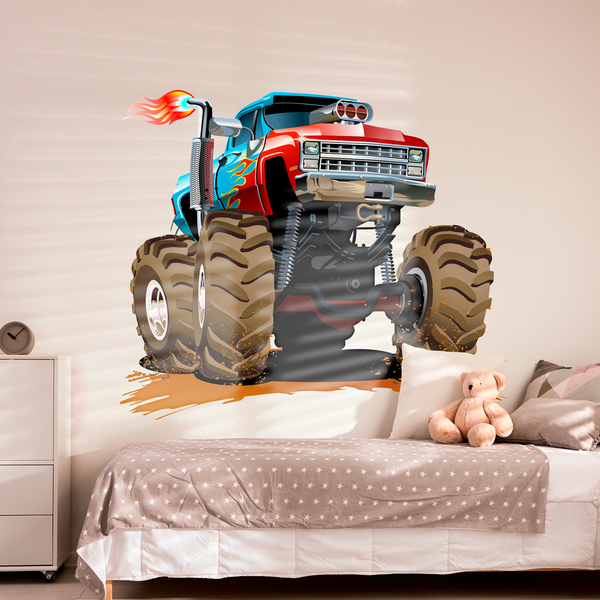 Stickers pour enfants: Monster Truck bleu et rouge