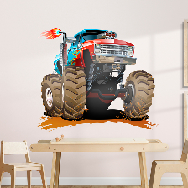 Stickers pour enfants: Monster Truck bleu et rouge