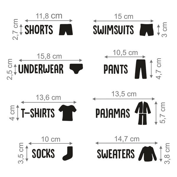 Stickers muraux: Étiquettes de Vêtements en Anglais