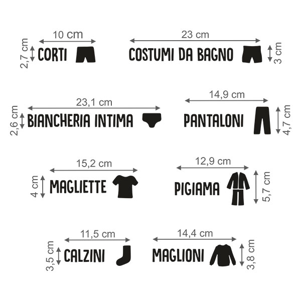 Stickers muraux: Étiquettes de Vêtements en Italien