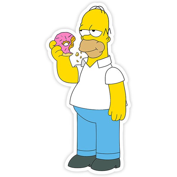Autocollants: Homer Simpson mangeant des beignets
