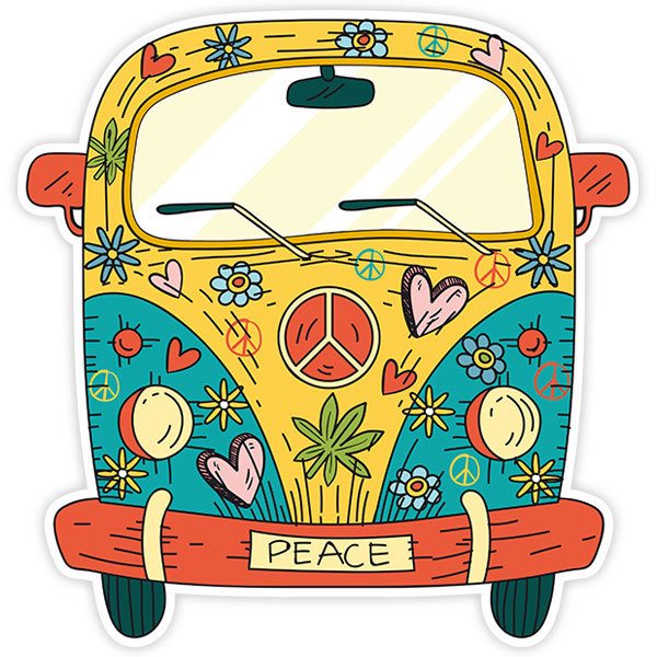 Autocollants: Fourgonnette hippie de la paix