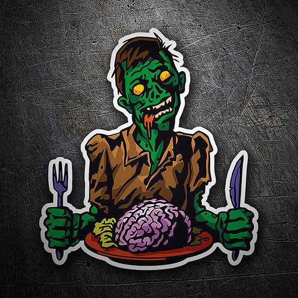Autocollants: Zombie mangeant du cerveau