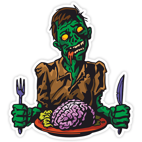 Autocollants: Zombie mangeant du cerveau