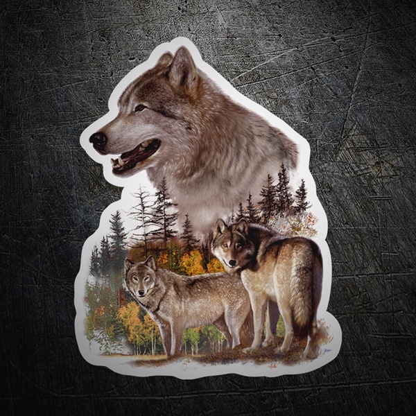 Autocollants: Couple de loups
