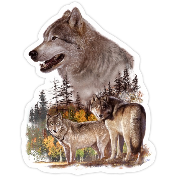 Autocollants: Couple de loups