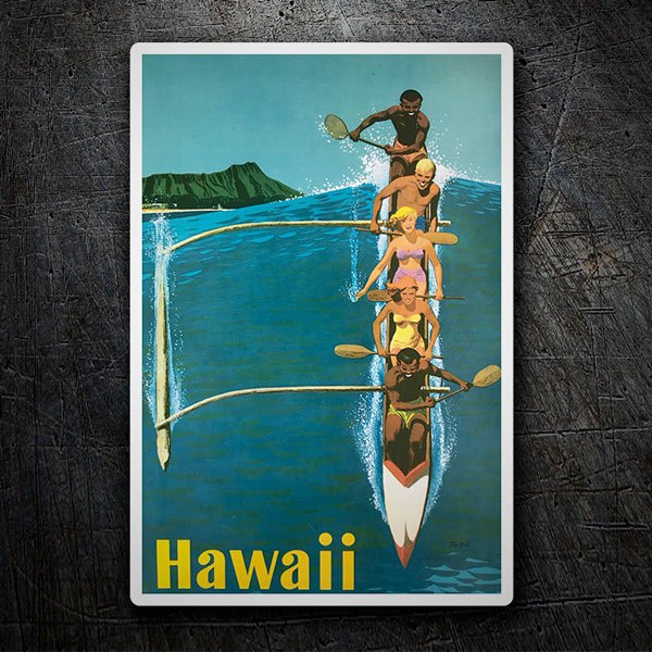 Autocollants: Canoë dans la mer d'Hawaï