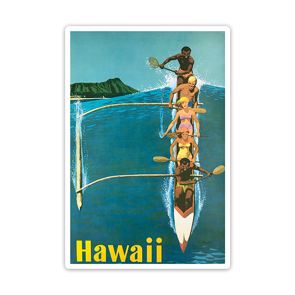 Autocollants: Canoë dans la mer d'Hawaï