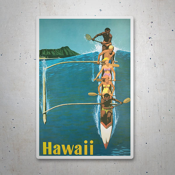 Autocollants: Canoë dans la mer d'Hawaï
