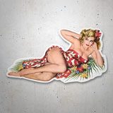 Autocollants: Fille Pin Up Hawaiana 3