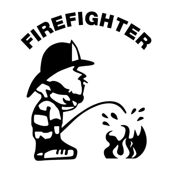 Autocollants: Pompier Éteignant un feu en Anglais