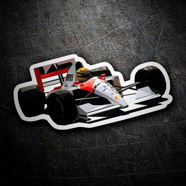 Autocollants: Ayrton Senna en Coche de Carreras Minimalista