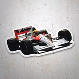 Autocollants: Ayrton Senna en Coche de Carreras Minimalista 3