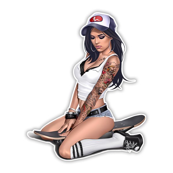 Autocollants: Pin Up fille de skate