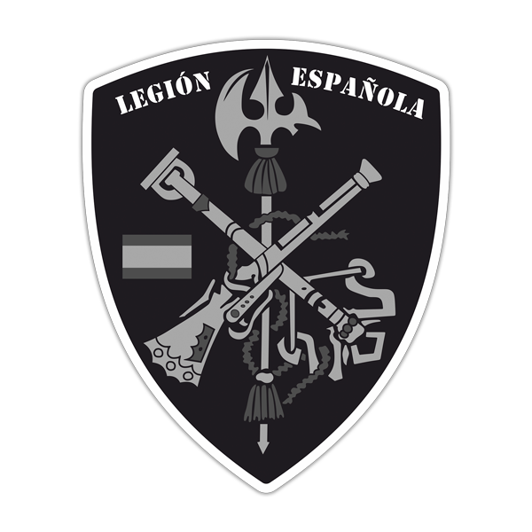 Autocollants: Armoiries de la Légion espagnole en noir et blanc 