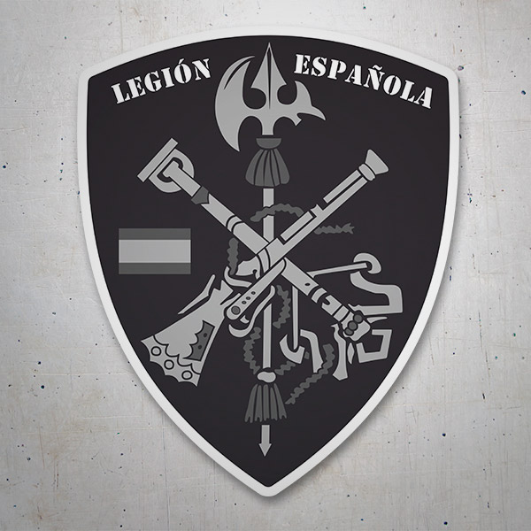 Autocollants: Armoiries de la Légion espagnole en noir et blanc 