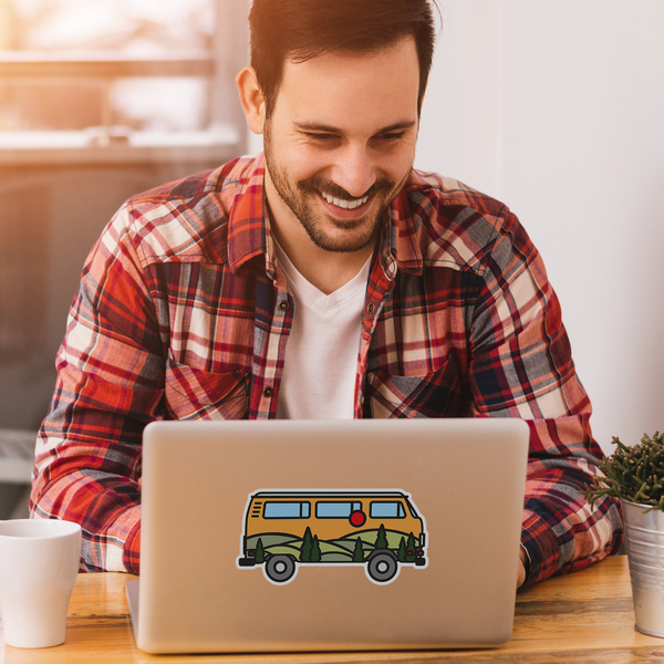 Autocollants: Caravane vintage au coucher du soleil