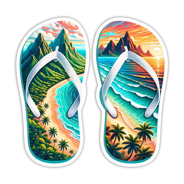 Autocollants: Tongs paradisiaques